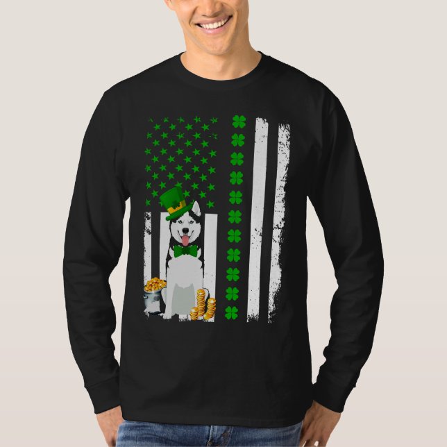 T-shirt Drapeau américain Sibérien Husky Chien Funny St pa (Devant)