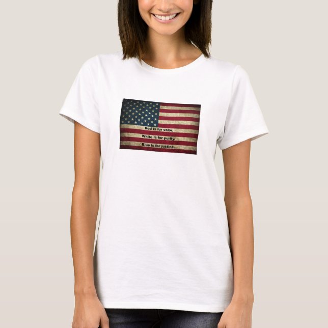 T-shirt Drapeau américain - Signification des couleurs (Devant)