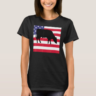 T-shirt Drapeau Américain Silhouette de vache bovine patri