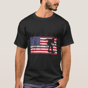 T-shirt Drapeau Américain Skateur Skateboard 4 Juillet Usa