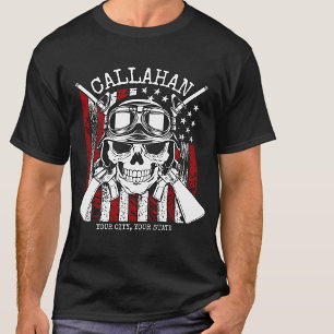 T-shirt Drapeau américain Skull Soldat de nom personnalisé
