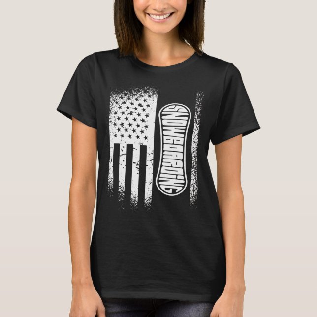 T-shirt Drapeau américain Snowboard (Devant)