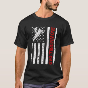 T-shirt Drapeau Américain Snowmobile Papa Snowmobile Ridin