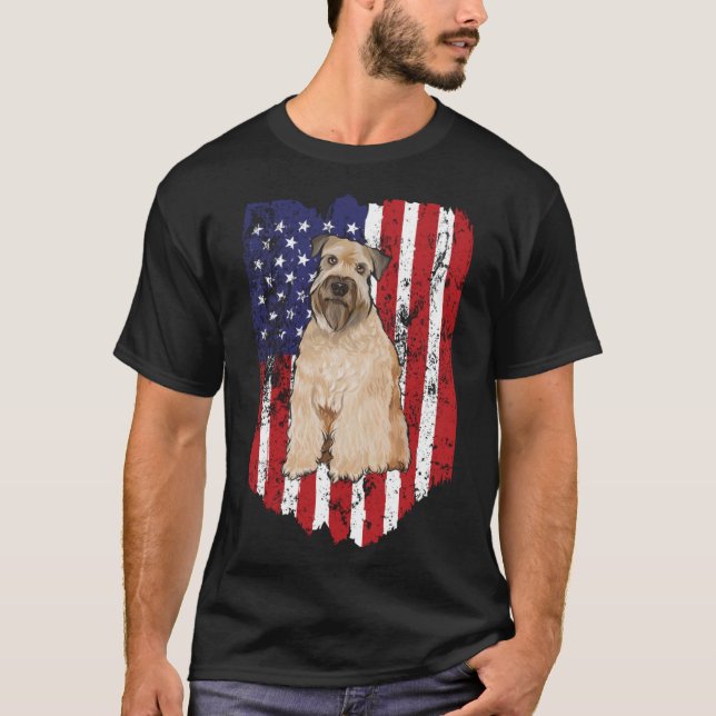 T-shirt Drapeau Américain Soft Coated Wheaten Terrier 4e D (Devant)