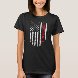 T-shirt Drapeau américain Softball 4 juillet Patriotic Boy