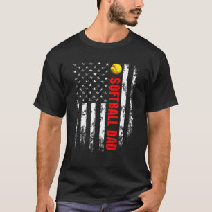 T-shirt Drapeau Américain Softball Papa Backside Essentie