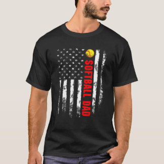 T-shirt Drapeau Américain Softball Papa Backside Essentiel