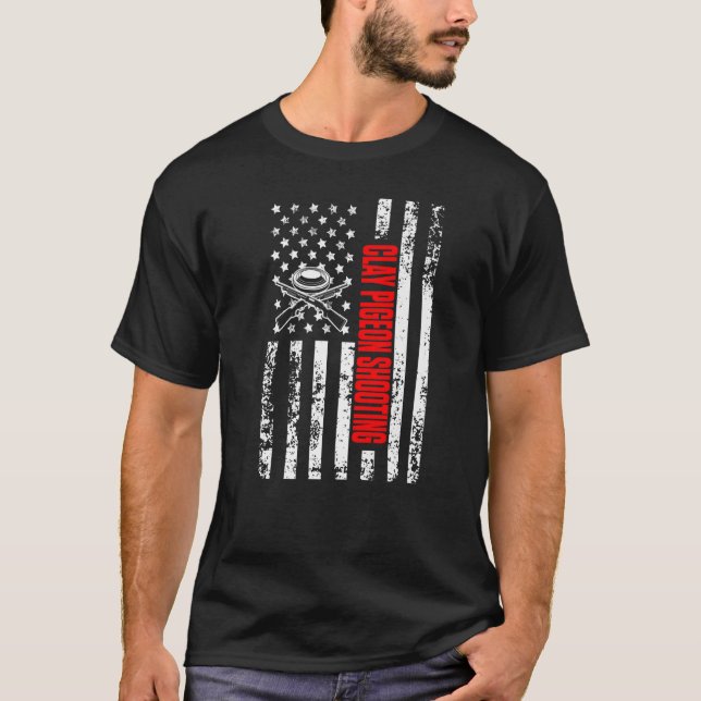 T-shirt Drapeau américain Sports Patriotique Clay Pigeon S (Devant)