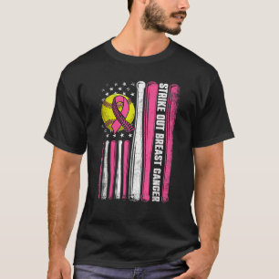 T-shirt Drapeau américain Striout Breast Cancer Softball W