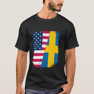 T-shirt Drapeau américain SUÈDE Amitié Pays Vintage