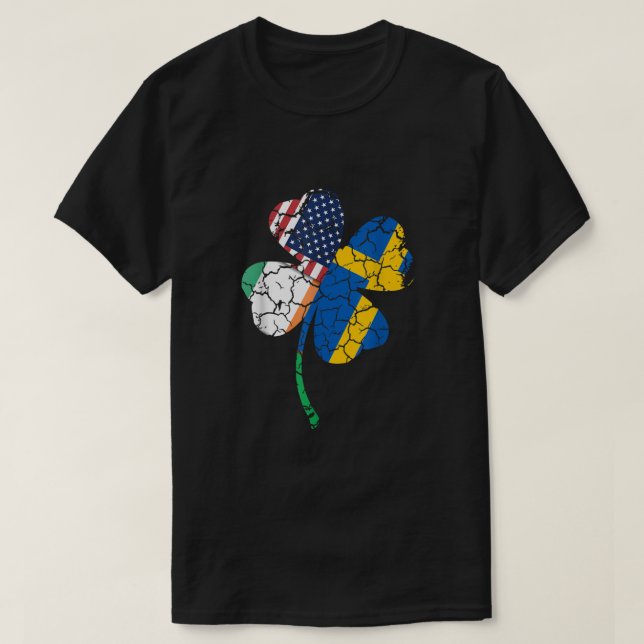 T-shirt Drapeau américain suédois Shamrock irlandais D (Design devant)