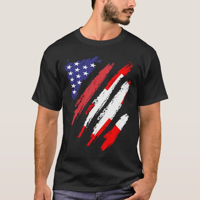 T-shirt Drapeau américain Suisse USA Patriot Herita (Devant)