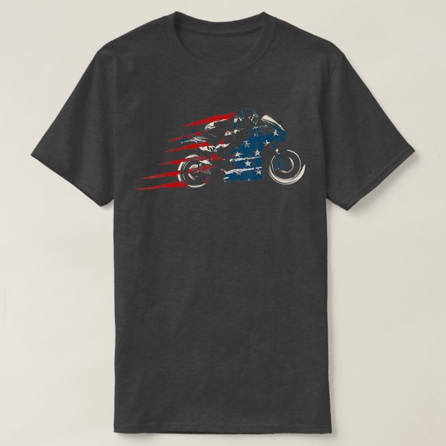 T-shirt Drapeau américain Super Bike Moto GP 4 juillet Dir (Design devant)
