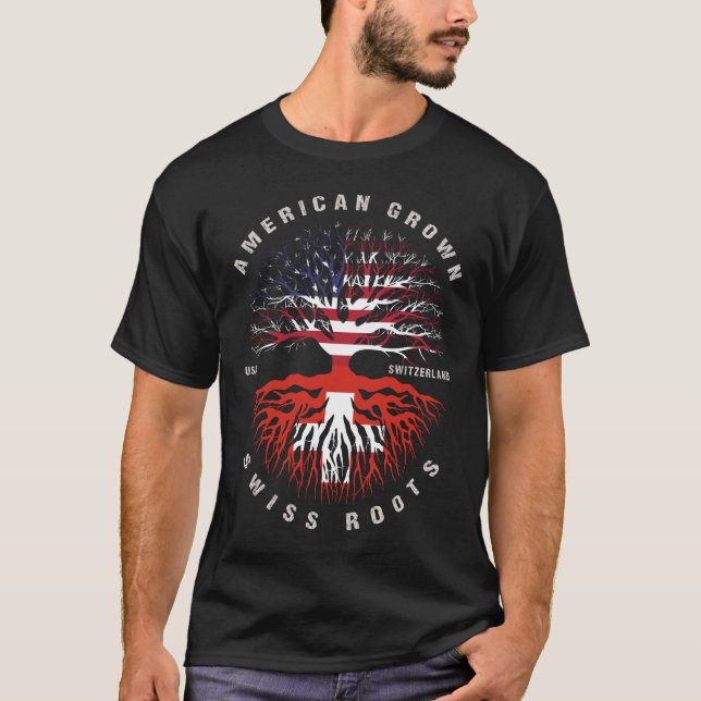 T-shirt Drapeau américain Swiss Roots Suisse (Devant)