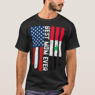 T-shirt Drapeau américain Syrie Drapeau Meilleure maman Ja