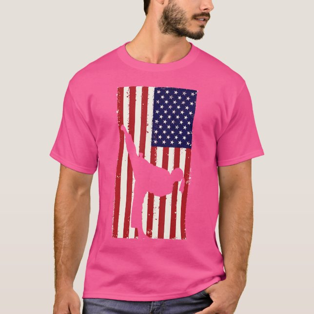 T-shirt Drapeau américain Taekwondo (Devant)