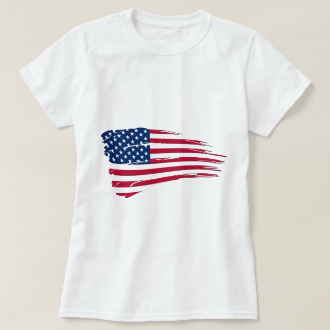 T-shirt Drapeau Américain Tattered (Design devant)
