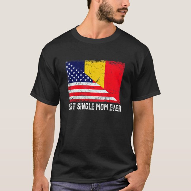 T-shirt Drapeau Américain & Tchad Drapeau Meilleur single  (Devant)