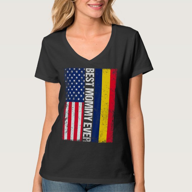 T-shirt Drapeau américain Tchad Drapeau Meilleure maman Ja (Devant)