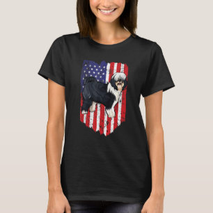 T-shirt Drapeau Américain Terrier Tibétain 4 Juillet États