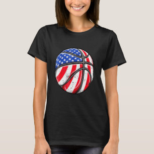 T-shirt Drapeau Américain Thème Basketball Chemise Patriot