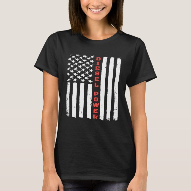 T-shirt Drapeau américain Thin Red Line Diesel Power (Devant)
