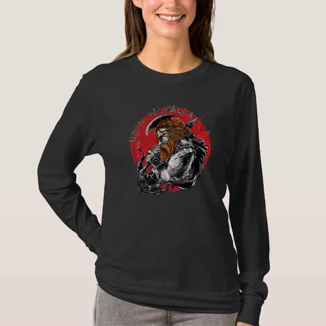T-shirt Drapeau américain 'Til Valhalla Guerrier Viking Vi (Devant)