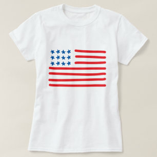 T-shirt Drapeau américain tiré à la main