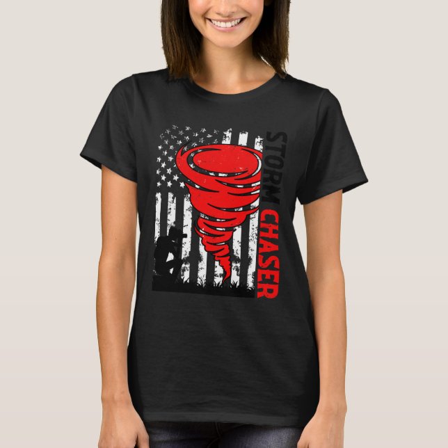T-shirt Drapeau américain Tornado Storm Chaser O (Devant)
