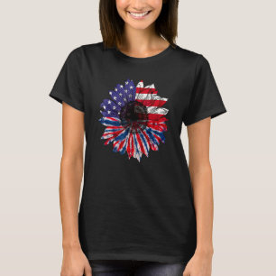 T-shirt Drapeau américain Tournesol Rouge Blanc Bleu Tie D