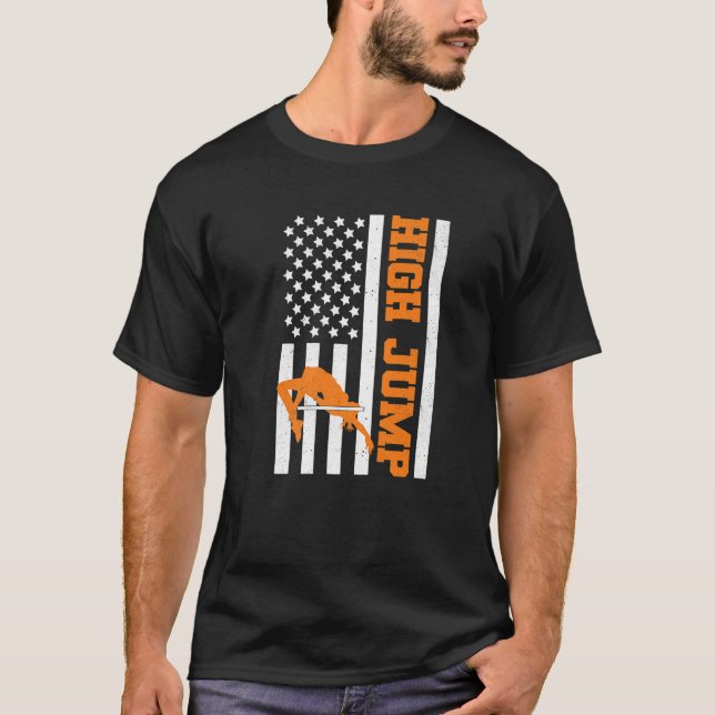 T-shirt Drapeau Américain Track Et Champ High Jump USA Hig (Devant)