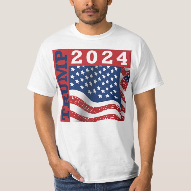 T-shirt Drapeau américain Trump 2024 (Devant)