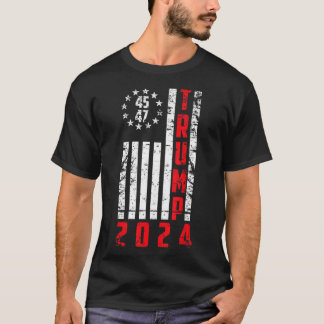 T-shirt Drapeau américain Trump 2024 45 47 Sticker Trump 2