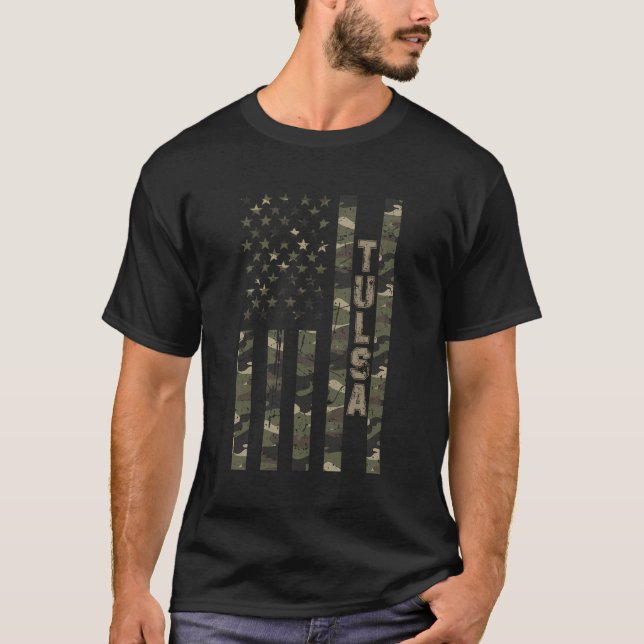 T-shirt Drapeau américain Tulsa Camo W Us (Devant)