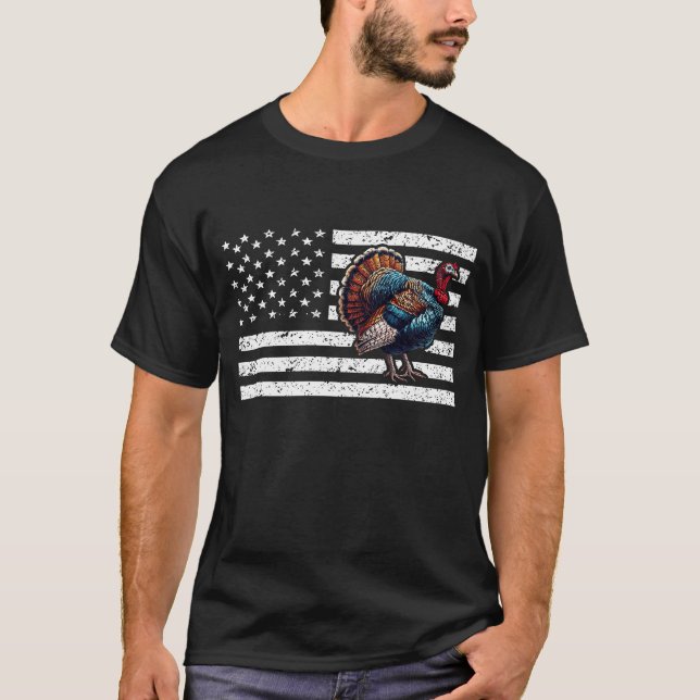 T-shirt Drapeau américain Turquie patriotique Thanksgiving (Devant)