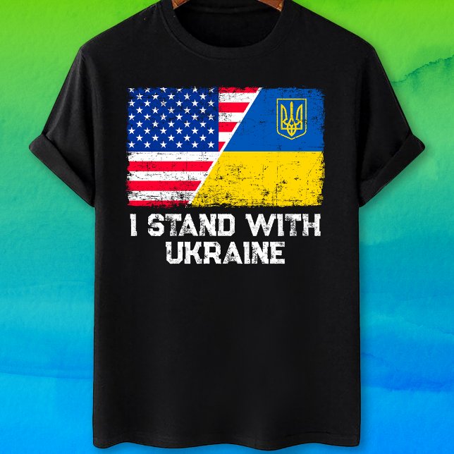 T-shirt Drapeau américain Ukraine Ukrainienne Je suis avec (Créateur téléchargé)