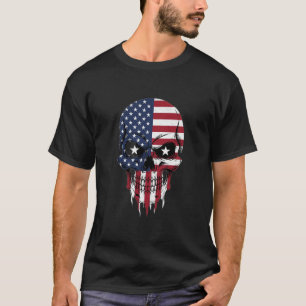 T-shirt Drapeau américain unique Scindé crâne