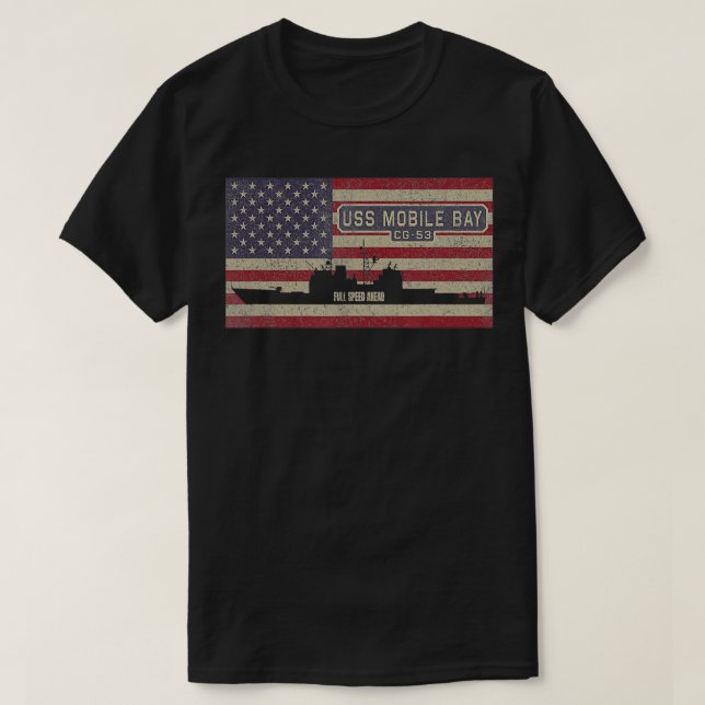 T-shirt Drapeau américain US Mobile Bay CG53 Cruiser Ship (Design devant)