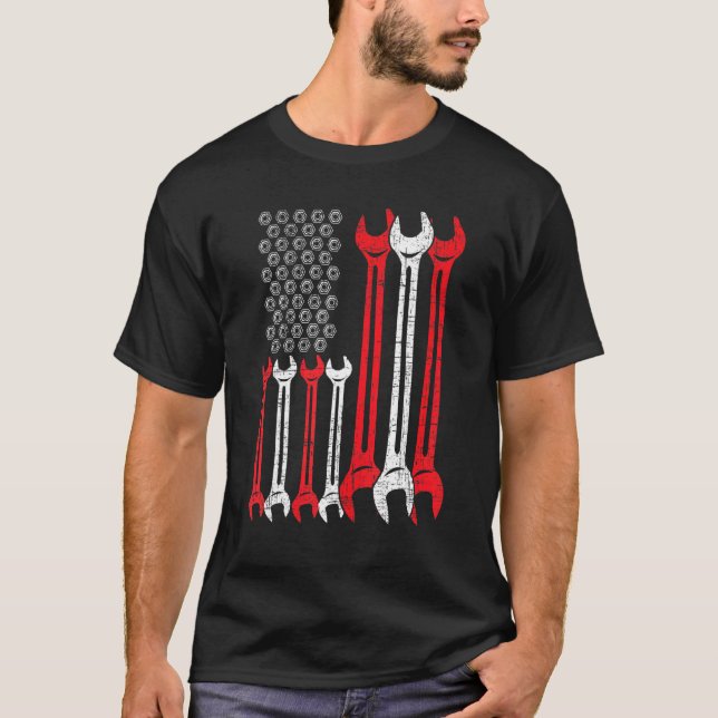 T-shirt Drapeau américain Usa Diesel Mécanique Automobile  (Devant)