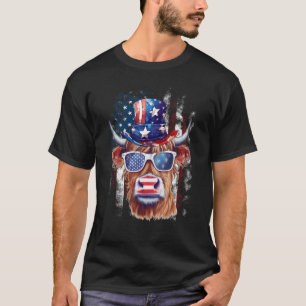 T-shirt Drapeau américain Vache Vintage ferme animal patri