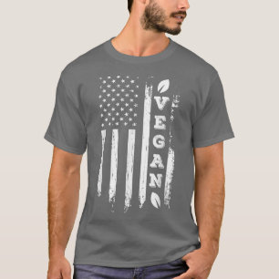T-shirt Drapeau Américain Vegan Powered Par Légume Funny V