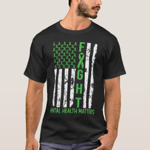T-shirt Drapeau américain vert USA La santé mentale compte