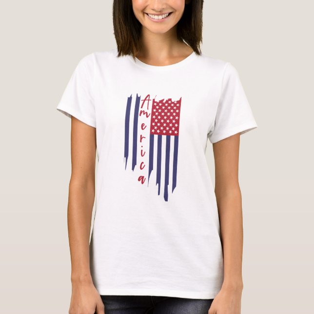 T-shirt Drapeau américain vertical artistique (Devant)