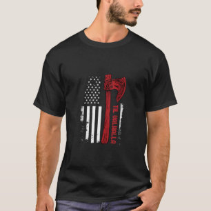 T-shirt Drapeau américain Viking Ax Til Valhalla Norse Myt