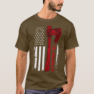 T-shirt Drapeau américain Viking Ax Til Valhalla Norse Myt