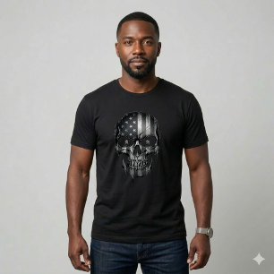 T-shirt Drapeau américain vintage 1776 Crâne Patriote USA 