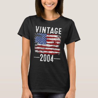 T-shirt Drapeau américain Vintage 18e anniversaire 2004