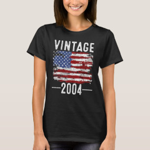 T-shirt Drapeau américain Vintage 18e anniversaire 2004