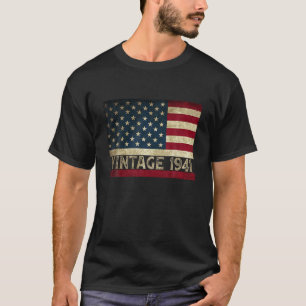 T-shirt Drapeau Américain Vintage 1941 80E Cadeaux Annive