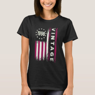 T-shirt Drapeau Américain Vintage 1998 24 Ans 24e Annivers